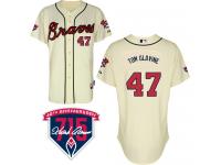 Cream Tom Glavine Men #47 Majestic MLB Atlanta Braves Cool Base Alternate Jersey