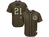 Cubs #21 Sammy Sosa Green Salute to Service Stitched Baseball Jersey