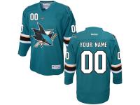 Custom Reebok San Jose Sharks Youth Replica Home Jersey - Teal