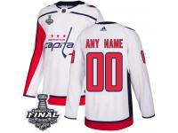 Customized Men's Adidas Washington Capitals White Away Authentic 2018 Stanley Cup Final NHL Jersey