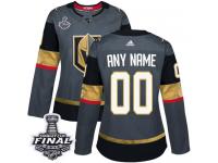 Customized Women's Adidas Vegas Golden Knights Gray Home Authentic 2018 Stanley Cup Final NHL Jersey