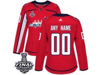 Customized Women's Adidas Washington Capitals Red Home Authentic 2018 Stanley Cup Final NHL Jersey
