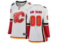 Customized Women's Calgary Flames White Away Breakaway NHL Jersey