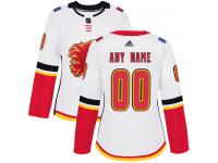 Customized Women's Reebok Calgary Flames White Away Authentic NHL Jersey