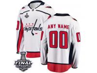 Customized Youth Fanatics Branded Washington Capitals White Away Breakaway 2018 Stanley Cup Final NHL Jersey