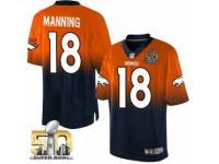 Elite Peyton Manning Men Jersey - Denver Broncos #18 Fadeaway Orange Navy Super Bowl 50 Bound Nike NFL