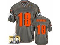 Elite Peyton Manning Men Jersey - Denver Broncos #18 Vapor Grey Super Bowl 50 Bound Nike NFL