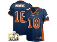 Elite Peyton Manning Women's Jersey Denver Broncos 18 Drift Fashion Navy Blue Super Bowl 50 Bound Nike NFL