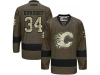 Flames #34 Miikka Kiprusoff Green Salute to Service Stitched NHL Jersey
