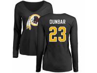 Football Women's Washington Redskins #23 Quinton Dunbar Black Name & Number Logo Long Sleeve T-Shirt