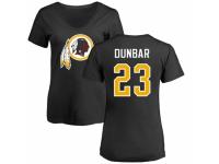 Football Women's Washington Redskins #23 Quinton Dunbar Black Name & Number Logo T-Shirt