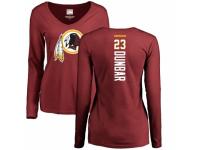 Football Women's Washington Redskins #23 Quinton Dunbar Maroon Backer Long Sleeve T-Shirt