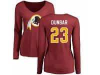 Football Women's Washington Redskins #23 Quinton Dunbar Maroon Name & Number Logo Long Sleeve T-Shirt