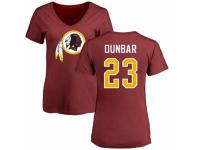 Football Women's Washington Redskins #23 Quinton Dunbar Maroon Name & Number Logo T-Shirt