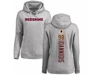 Football Women's Washington Redskins #98 Matt Ioannidis Ash Backer Pullover Hoodie