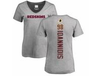 Football Women's Washington Redskins #98 Matt Ioannidis Ash Backer T-Shirt