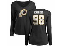 Football Women's Washington Redskins #98 Matt Ioannidis Black Name & Number Logo Long Sleeve T-Shirt