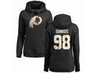 Football Women's Washington Redskins #98 Matt Ioannidis Black Name & Number Logo Pullover Hoodie