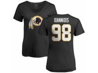 Football Women's Washington Redskins #98 Matt Ioannidis Black Name & Number Logo T-Shirt