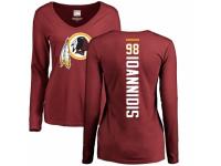 Football Women's Washington Redskins #98 Matt Ioannidis Maroon Backer Long Sleeve T-Shirt