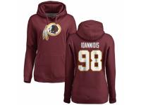 Football Women's Washington Redskins #98 Matt Ioannidis Maroon Name & Number Logo Pullover Hoodie