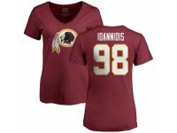 Football Women's Washington Redskins #98 Matt Ioannidis Maroon Name & Number Logo T-Shirt