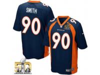 Game Antonio Smith Men Jersey - Denver Broncos #90 Alternate Navy Blue Super Bowl 50 Bound Nike NFL