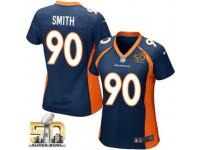 Game Antonio Smith WoMen Jersey - Denver Broncos #90 Alternate Navy Blue Super Bowl 50 Bound Nike NFL