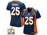 Game Chris Harris WoMen Jersey - Denver Broncos #25 Alternate Navy Blue Super Bowl 50 Bound Nike NFL