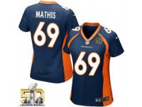 Game Evan Mathis WoMen Jersey - Denver Broncos #69 Alternate Navy Blue Super Bowl 50 Bound Nike NFL