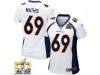 Game Evan Mathis WoMen Jersey - Denver Broncos #69 Road White Super Bowl 50 Bound Nike NFL