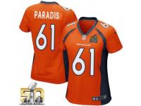 Game Matt Paradis WoMen Jersey - Denver Broncos #61 Home Orange Super Bowl 50 Bound Nike NFL