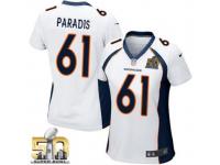 Game Matt Paradis WoMen Jersey - Denver Broncos #61 Road White Super Bowl 50 Bound Nike NFL