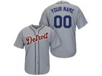 Gray Customized Men Majestic MLB Detroit Tigers 2016 Cool Base Road Jersey
