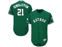 Green Celtic Jon Singleton Men #21 Majestic MLB Houston Astros Flexbase Collection Jersey