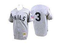 Grey 1942 Throwback Chuck Klein Men #3 Mitchell And Ness MLB Philadelphia Phillies Jersey