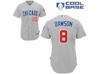 Grey Andre Dawson Men #8 Majestic MLB Chicago Cubs Cool Base Road Jersey