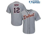 Grey Anthony Gose Men #12 Majestic MLB Detroit Tigers Cool Base Road Jersey