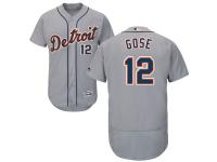 Grey Anthony Gose Men #12 Majestic MLB Detroit Tigers Flexbase Collection Jersey