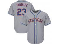 Grey Authentic Adrian Gonzalez Youth Road Majestic Jersey #23 Cool Base MLB New York Mets