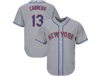 Grey Authentic Asdrubal Cabrera Youth Jersey #13 Cool Base MLB New York Mets Majestic Road