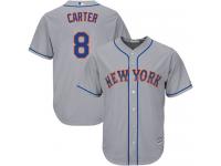 Grey Authentic Gary Carter Youth Jersey #8 Cool Base MLB New York Mets Majestic Road