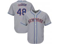 Grey Authentic Jacob deGrom Youth Jersey #48 Cool Base MLB New York Mets Majestic Road