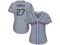 Grey Authentic Jeurys Familia Women's Jersey #27 Cool Base MLB New York Mets Majestic Road