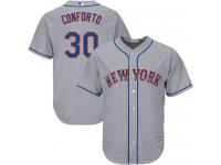 Grey Authentic Michael Conforto Youth Jersey #30 Cool Base MLB New York Mets Majestic Road