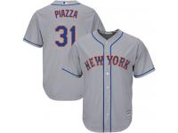 Grey Authentic Mike Piazza Youth Jersey #31 Cool Base MLB New York Mets Majestic Road