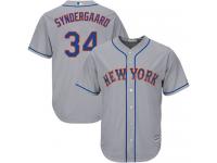 Grey Authentic Noah Syndergaard Youth Jersey #34 Cool Base MLB New York Mets Majestic Road