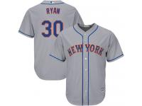 Grey Authentic Nolan Ryan Youth Jersey #30 Cool Base MLB New York Mets Majestic Road