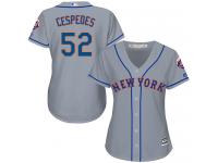 Grey Authentic Yoenis Cespedes Women's Jersey #52 Cool Base MLB New York Mets Majestic Road