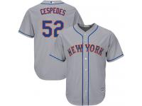 Grey Authentic Yoenis Cespedes Youth Jersey #52 Cool Base MLB New York Mets Majestic Road